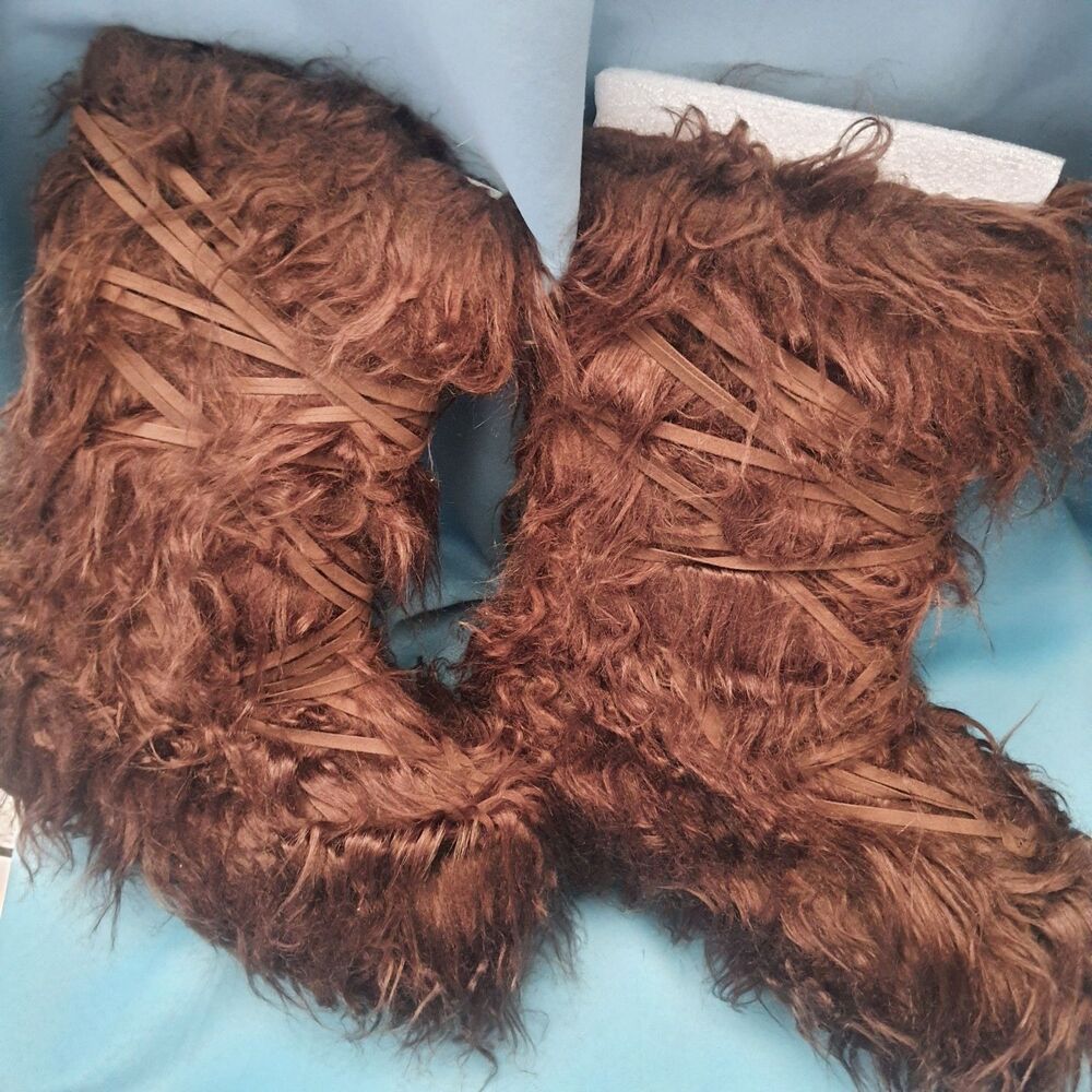 NEW Darker Wavs Brown Yeti Faux Fur Boots Size 10 Festival Rave Halloween - Picture 3 of 6